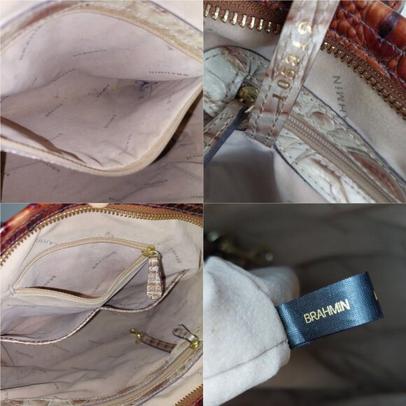 Brahmin Mini Arno Satchel Bag Champagne Gold & Pecan Brown Melbourne - Picture 15 of 15